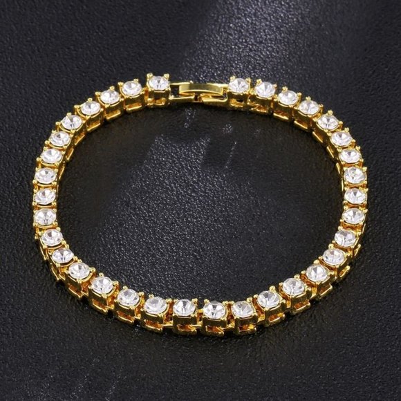 Women Gold Tennis Bracelet White CZ 8" - NEW - Picture 4 of 5